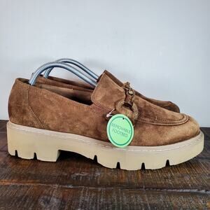 NEW Paul Green Loafer Womens Size 10 US Platform Heel Shoes Brown Suede (7.5 UK)